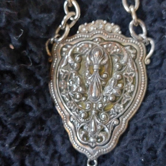 Brighton silver medallion necklace, with rhinestones and inspirational saying! - Picture 1 of 5